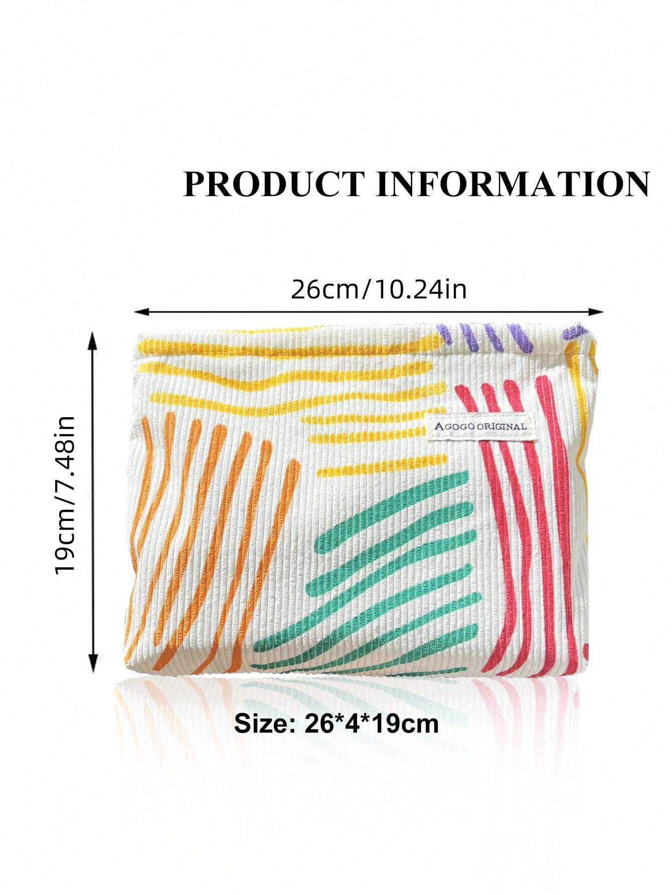 Floral Colorful Striped Makeup Bag