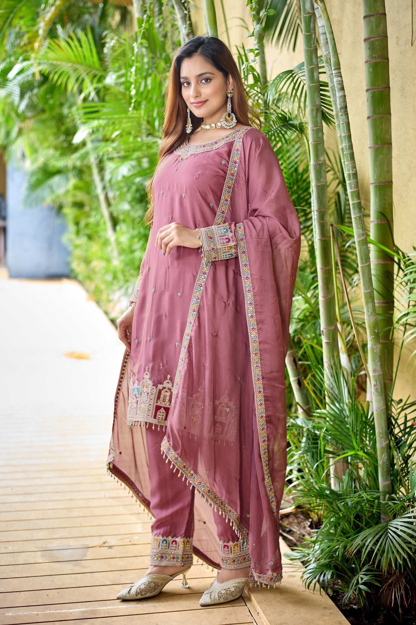 Premium Tebby Organza Silk Co-ord Set with Sequin & Dori Work