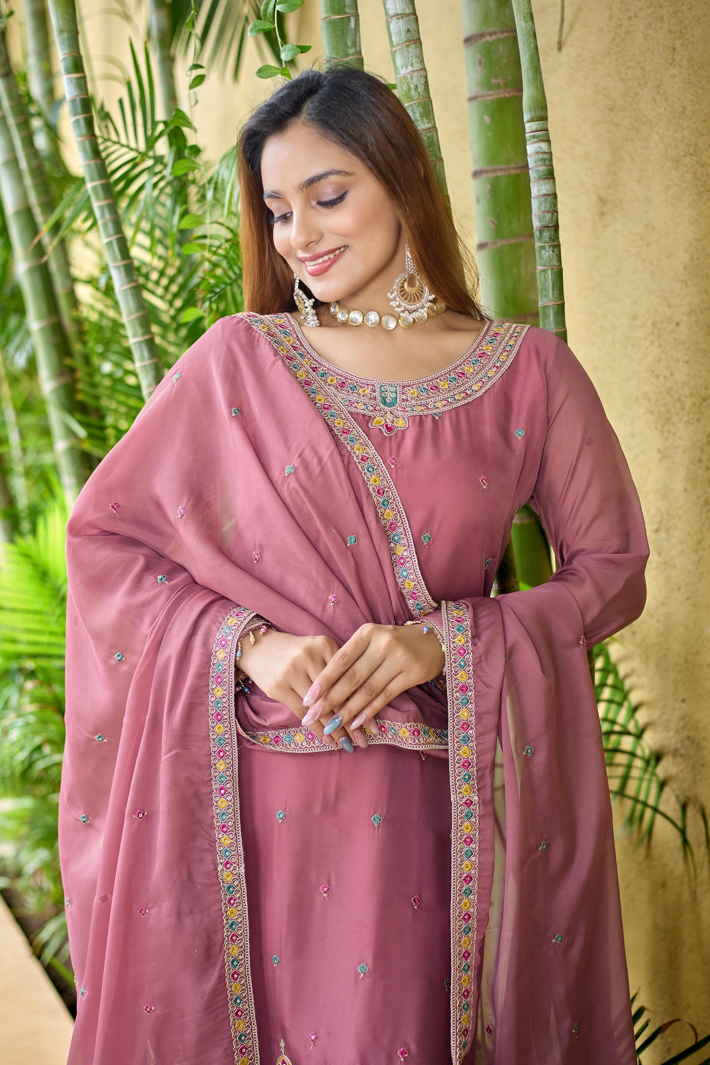 Premium Tebby Organza Silk Co-ord Set with Sequin & Dori Work