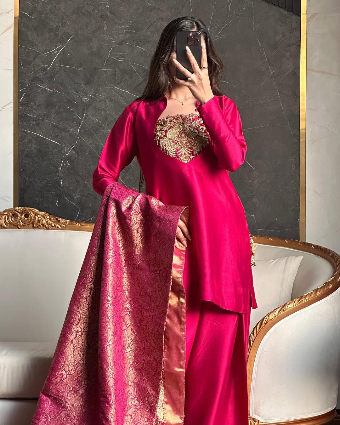 Party Wear Top Paired with Farshi Salwar