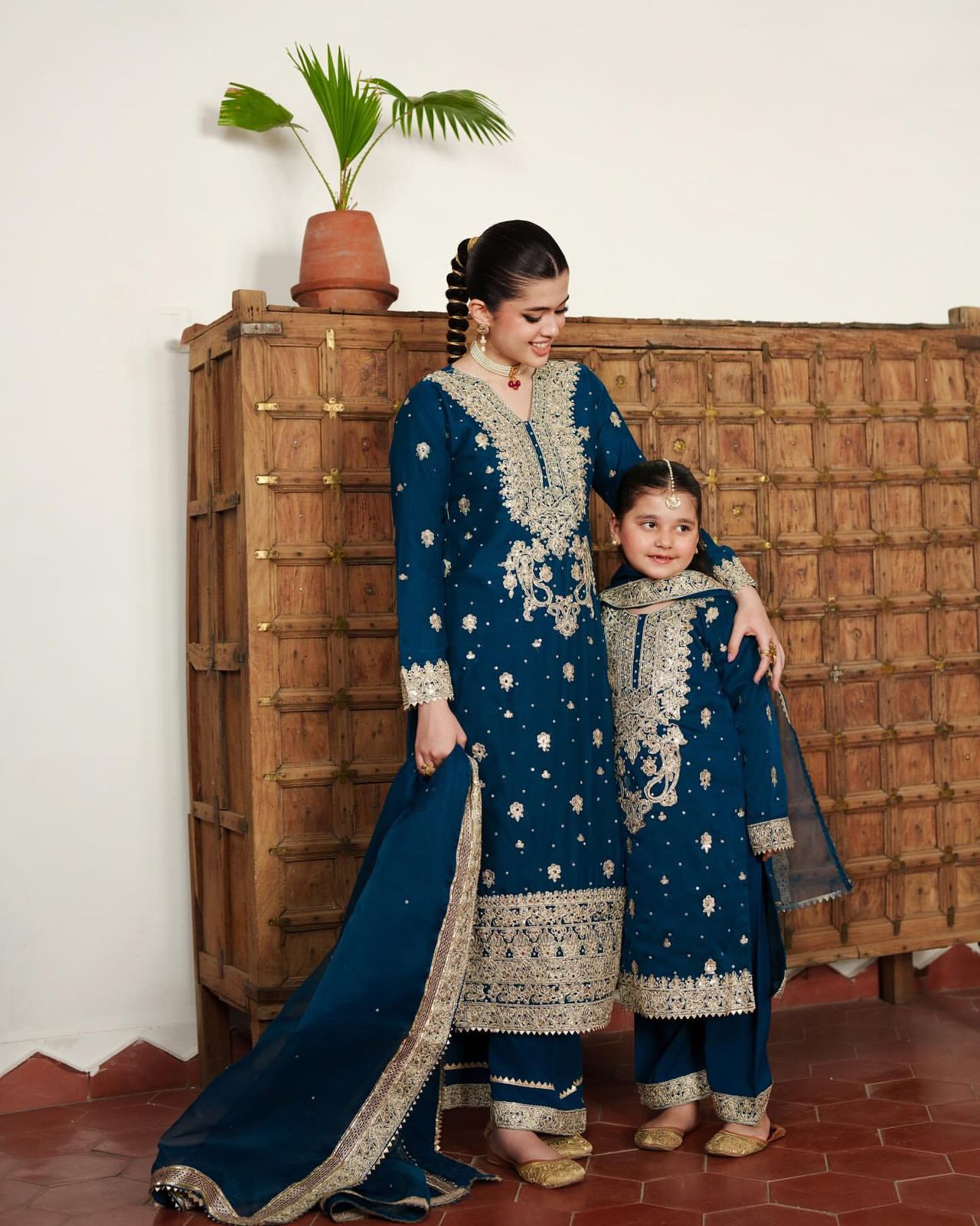 Heavy Embroidered Faux Georgette Top, Plazzo & Dupatta Set