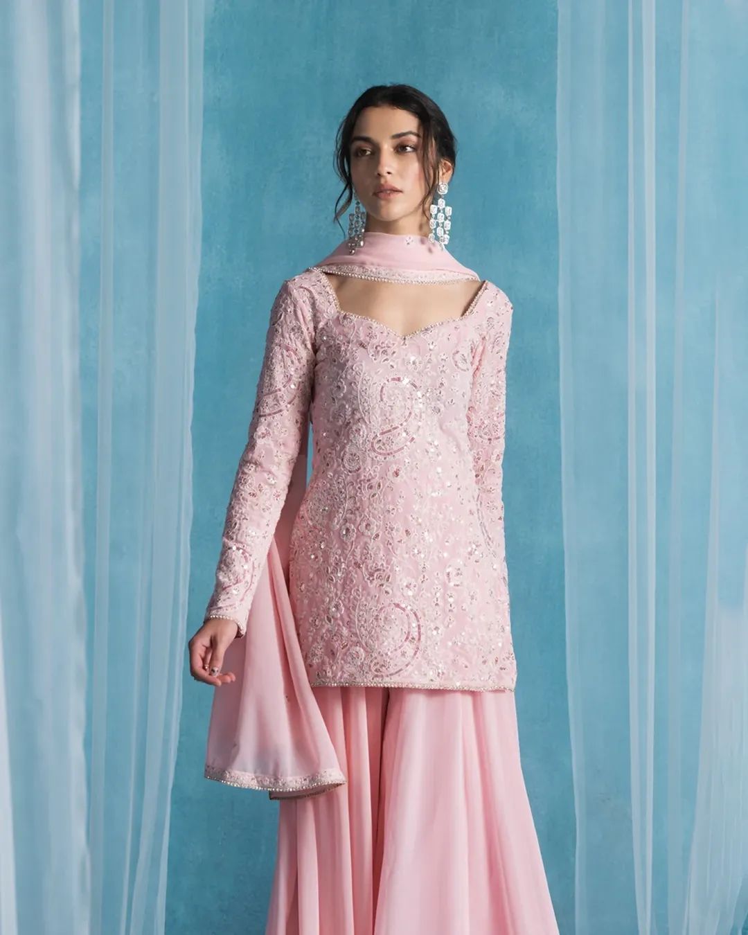 Exclusive Designer Georgette Suit Set with Sequins Embroidery