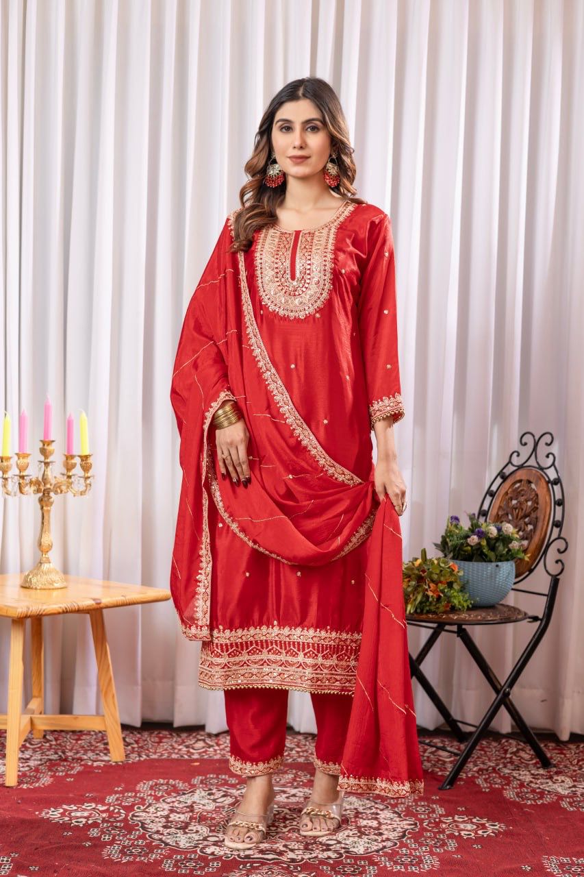 Heavy Embroidery with Fancy Moti Lace, Thread, and Sequin Work
