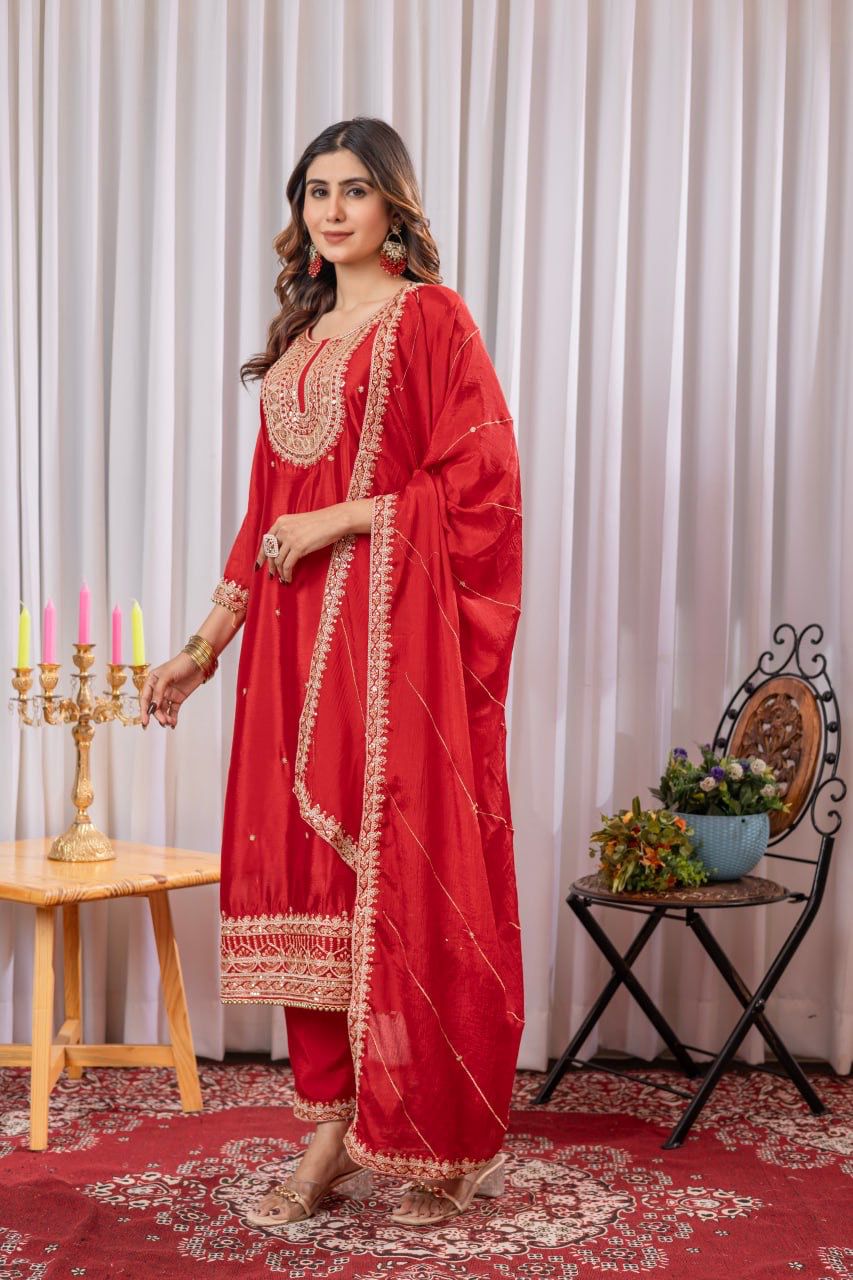 Heavy Embroidery with Fancy Moti Lace, Thread, and Sequin Work