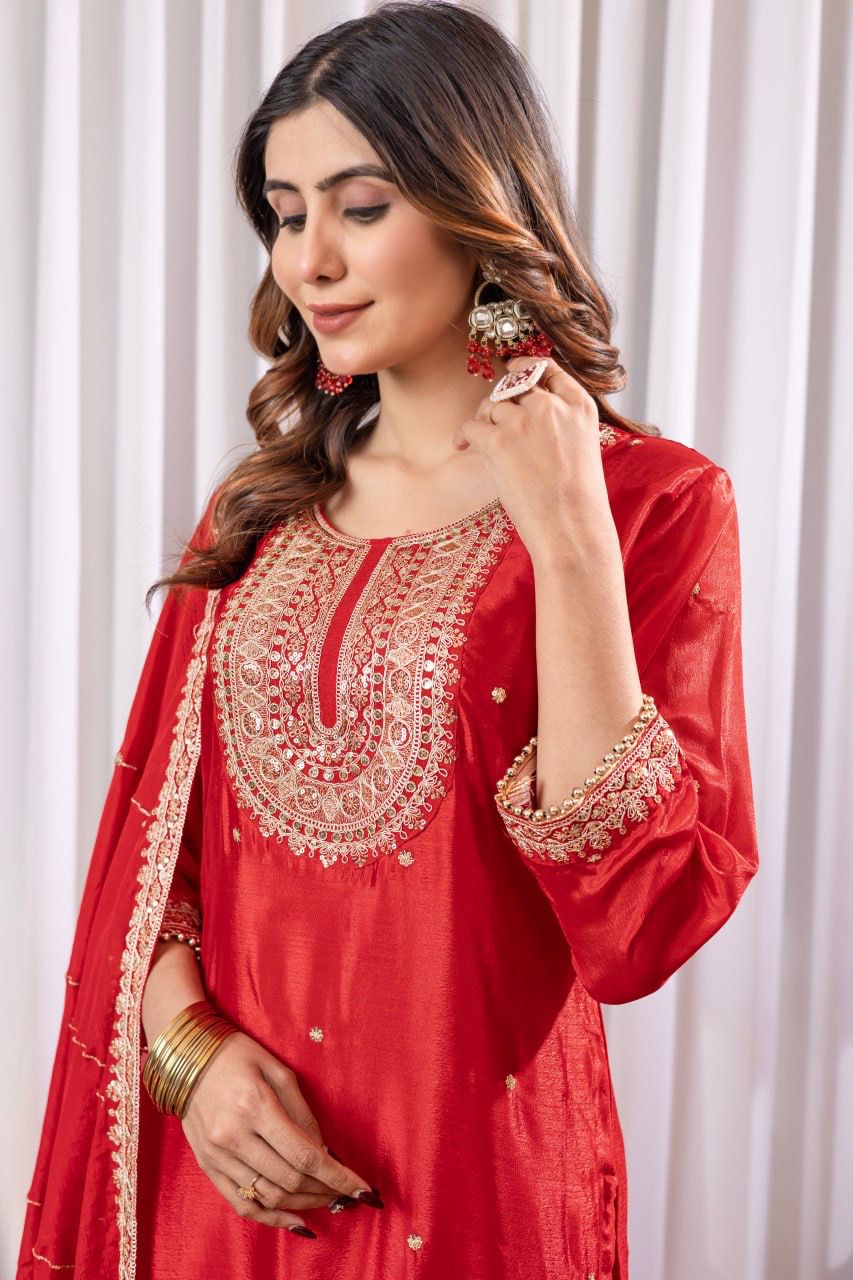 Heavy Embroidery with Fancy Moti Lace, Thread, and Sequin Work