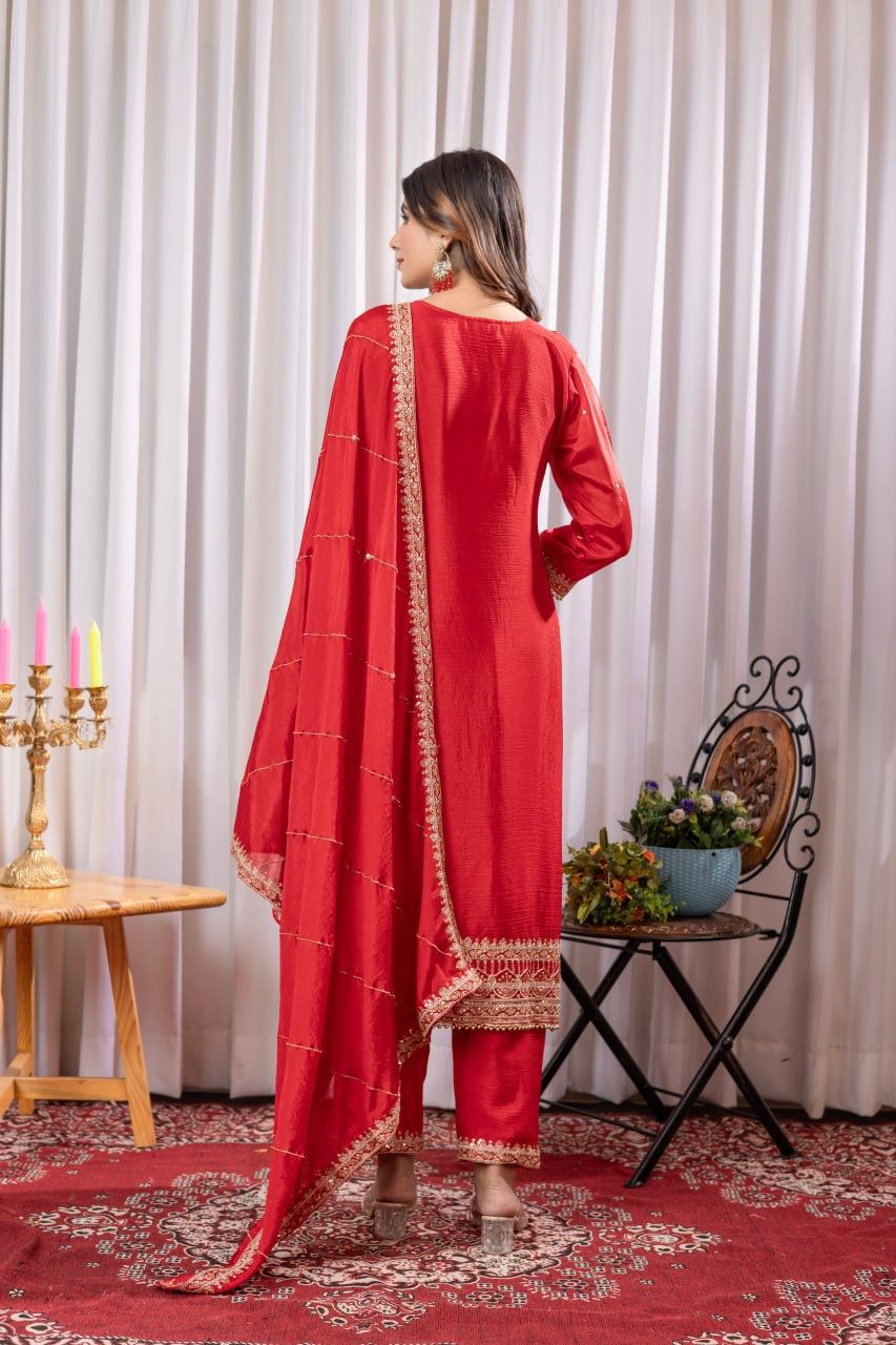 Heavy Embroidery with Fancy Moti Lace, Thread, and Sequin Work