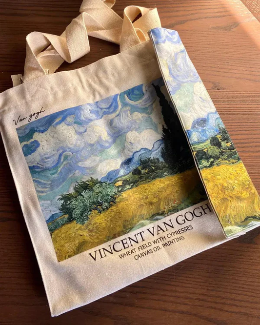 Van Gogh Wheat field with Cypresses - Tote Bag