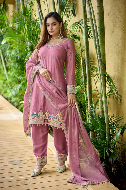 Premium Tebby Organza Silk Co-ord Set with Sequin & Dori Work