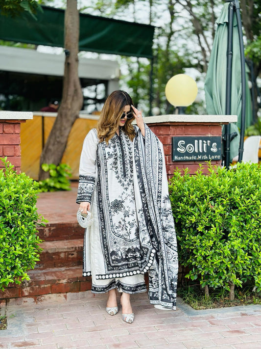 Elegant Designer Party Wear 3-Piece Printed Co-Ord Set in Premium Pur Malai Satin