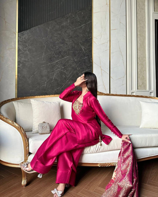 Party Wear Top Paired with Farshi Salwar