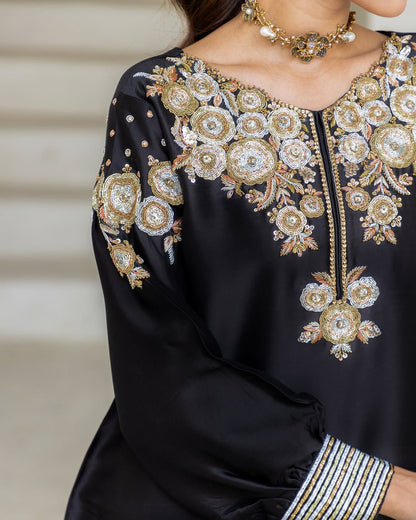 CRAPE SILK WITH SEQUANCE EMBROIDERY WORK SUIT WITH SALWAAR AND DUPATTA