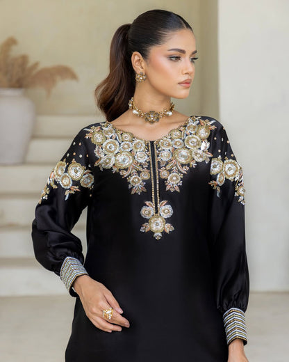 CRAPE SILK WITH SEQUANCE EMBROIDERY WORK SUIT WITH SALWAAR AND DUPATTA