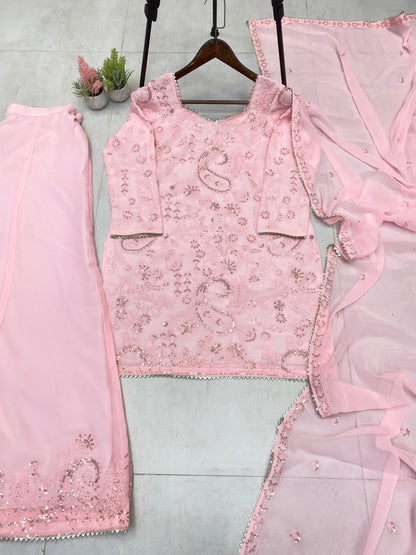 Exclusive Designer Georgette Suit Set with Sequins Embroidery