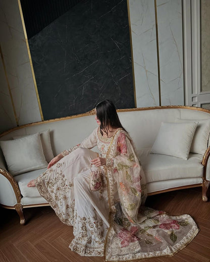 EXCLUSIVE DESIGNER CHINON SUIT SET - Featuring Elegant Sequence Embroidery Work