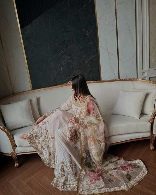 EXCLUSIVE DESIGNER CHINON SUIT SET - Featuring Elegant Sequence Embroidery Work