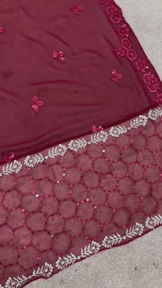 Faux Georgette Top-Bottom And Dupatta Set Fully Stitched