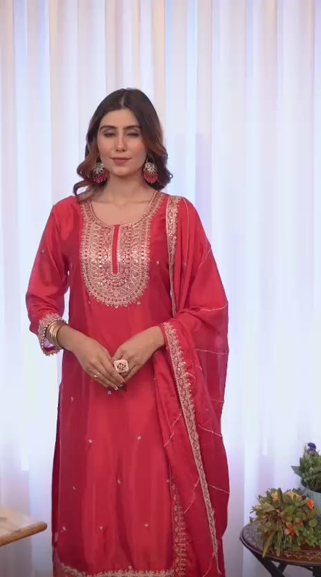 Heavy Embroidery with Fancy Moti Lace, Thread, and Sequin Work
